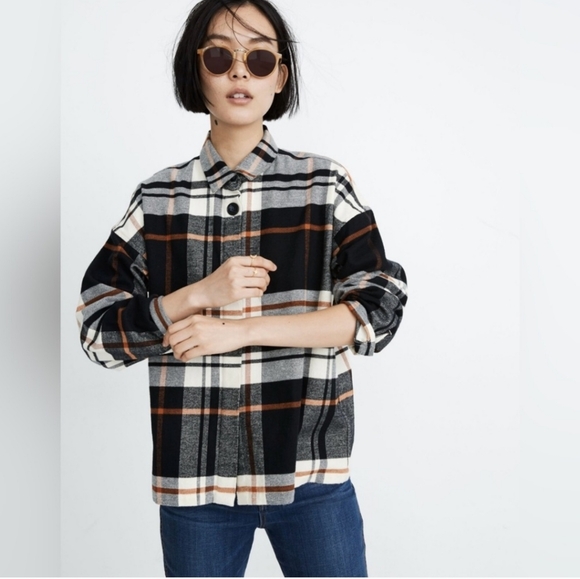 MADEWELL Bromley Oversized Plaid Flannel Shirt NWT - Picture 3 of 15